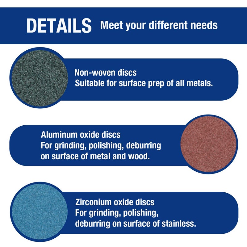 WORKPRO 101-pieces Sanding Discs Set, 2 inch Discs with 1/4 inch Holder, Surface Conditioning Disc for Die Grinder Surface Prep Strip Grind Polish Burr Finish Rust Paint Removal - Image 3