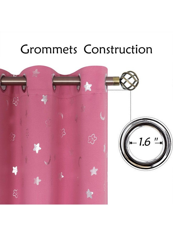 BGment Pink Curtains for Girls Bedroom 72 Inch Length, Star and Moon Blackout Curtains for Kids Babys Bedroom, Room Darkening Thermal Insulated Window Grommet Curtains for Nursery, 42 Wide, 2 Panels - Image 5