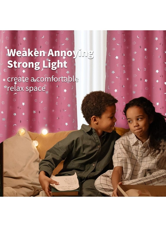 BGment Pink Curtains for Girls Bedroom 72 Inch Length, Star and Moon Blackout Curtains for Kids Babys Bedroom, Room Darkening Thermal Insulated Window Grommet Curtains for Nursery, 42 Wide, 2 Panels - Image 3