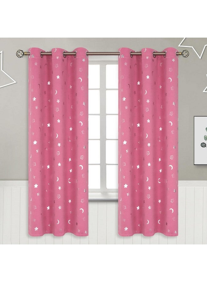 BGment Pink Curtains for Girls Bedroom 72 Inch Length, Star and Moon Blackout Curtains for Kids Babys Bedroom, Room Darkening Thermal Insulated Window Grommet Curtains for Nursery, 42 Wide, 2 Panels - Image 1
