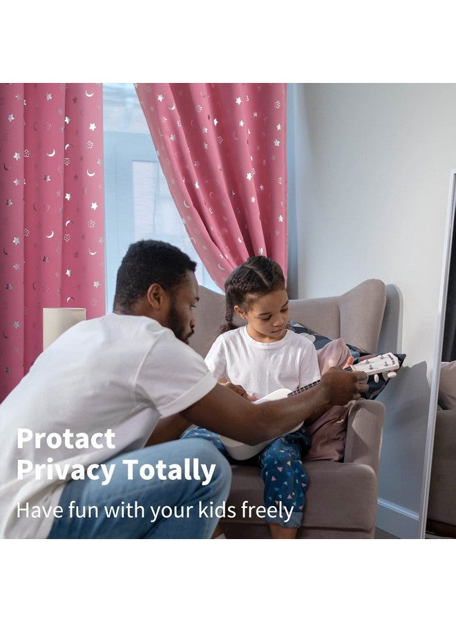 BGment Pink Curtains for Girls Bedroom 72 Inch Length, Star and Moon Blackout Curtains for Kids Babys Bedroom, Room Darkening Thermal Insulated Window Grommet Curtains for Nursery, 42 Wide, 2 Panels - Image 4