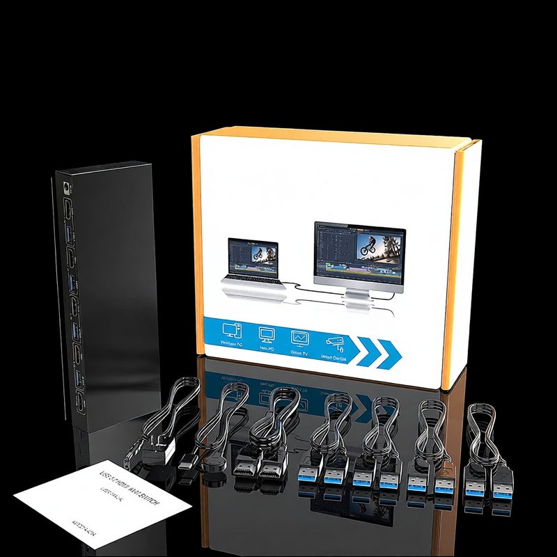 مبدل KVM 2 شاشات 2/4 أجهزة كمبيوتر KC-KVM401A USB 3.0 HDMI KVM - Image 5