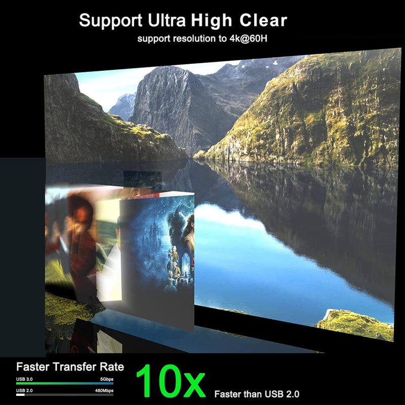 مبدل KVM 2 شاشات 2/4 أجهزة كمبيوتر KC-KVM401A USB 3.0 HDMI KVM - Image 2