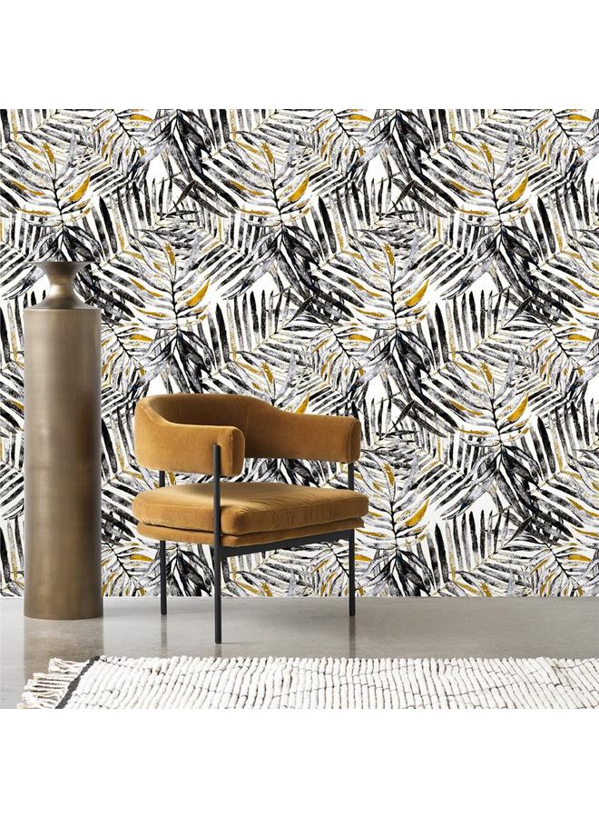 الأزرق جي دبليو ورق النخيل من الذهب الأسود ورق الحائط ورقة ورق الحائط غرفة المعيشة غرفة النوم ذاتية اللصق تعديل ورق الحائط ملصق الأثاث RW014 - Image 5