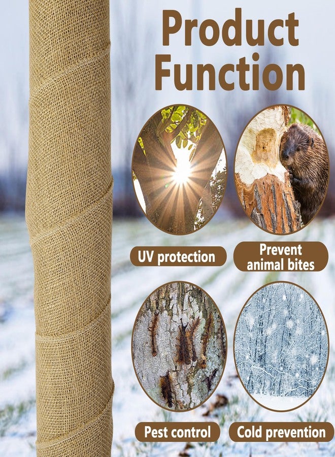 DECOHS 4 Rolls Natural Burlap Tree Wrap Rolls- 10in x 10ft Burlap Fabric Tree Trunk Protector- Burlap Plants Wrap Bandage with Ropes- Frost & Freeze Protection Cloth for Winter Outdoor Trees, Shrubs, Plants - Image 4
