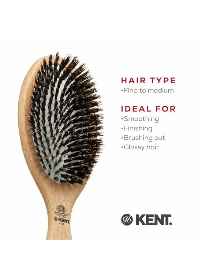 KENT - Kent PF07 Extra-Large 100% Boar Bristle Cushion Brush - Wooden Detangling and Smoothing Paddle Brush for Thin Hair - Image 1
