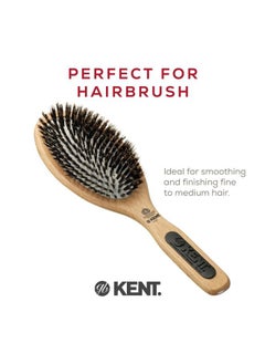 KENT Kent PF07 Extra-Large 100% Boar Bristle Cushion Brush - Wooden Detangling and Smoothing Paddle Brush for Thin Hair  - Image 3