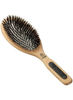 KENT Kent PF07 Extra-Large 100% Boar Bristle Cushion Brush - Wooden Detangling and Smoothing Paddle Brush for Thin Hair  - Image 1