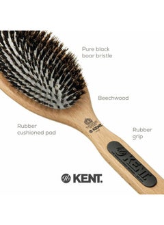 KENT Kent PF07 Extra-Large 100% Boar Bristle Cushion Brush - Wooden Detangling and Smoothing Paddle Brush for Thin Hair  - Image 5