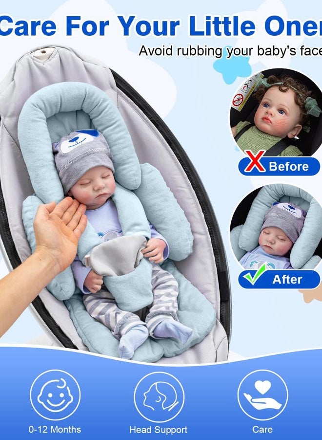 Kaseeous Infant Insert Compatible with Mamaroo Swing & Graco Swing, Thickened Baby Car Seat Head Support with Extra Srap Covers Set, Breathable Newborn Car Seat Insert for Preemie to Toddler - Image 3