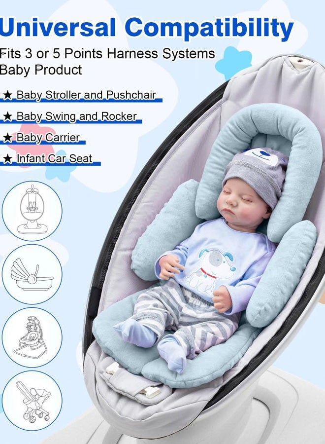 Kaseeous Infant Insert Compatible with Mamaroo Swing & Graco Swing, Thickened Baby Car Seat Head Support with Extra Srap Covers Set, Breathable Newborn Car Seat Insert for Preemie to Toddler - Image 4