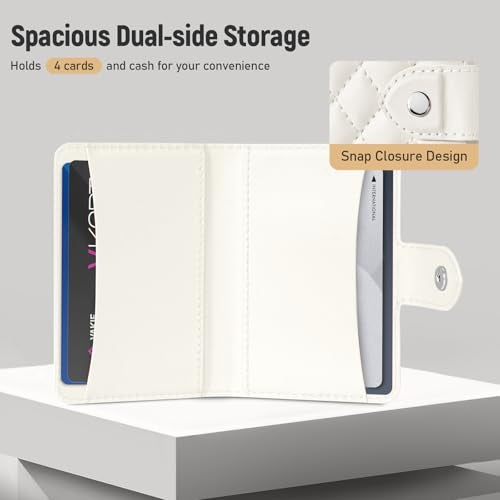 Dadanism Compatible with Magsafe Wallet Magnetic 4-Card Holder, Magnetic Wallet for iPhone, RFID Blocking, Diamond Quilting Leather, Slim for iPhone 17/16/15/14/13/12 Series, Not for 13/12 Mini, White - Image 3