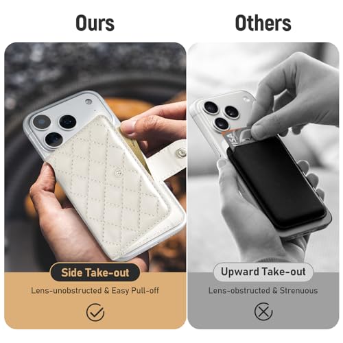 Dadanism Compatible with Magsafe Wallet Magnetic 4-Card Holder, Magnetic Wallet for iPhone, RFID Blocking, Diamond Quilting Leather, Slim for iPhone 17/16/15/14/13/12 Series, Not for 13/12 Mini, White - Image 5