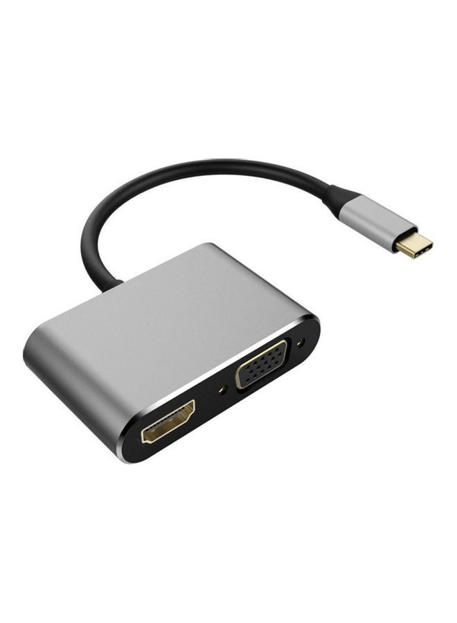 GULFLINK USB-C to VGA and HDMI Adapter, High Definition Aluminium USB-C to VGA HDMI Converter 4K Ultra HD Adapter - Image 1