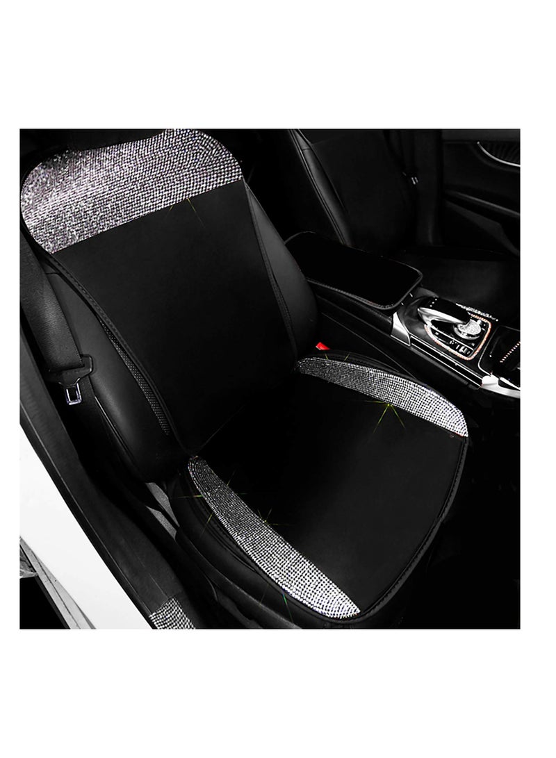 Excefore Bling Seat Covers for Women Girls Rhinestone Breathable Mesh Front Seat Covers Seat Protector Black Seat Covers with Shining Crystals -1Piece for 1 Front Seat, Universal Fit 95% Cars(White) - Image 1