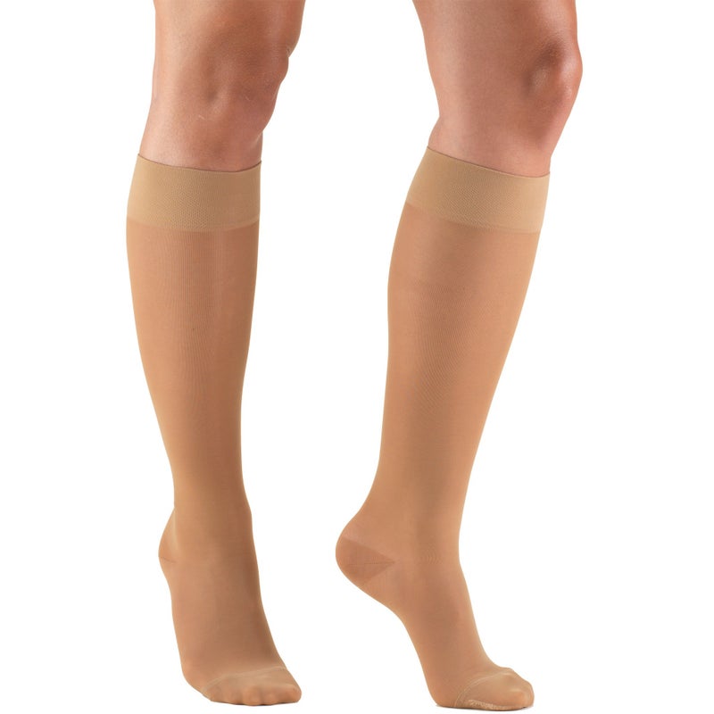 Truform Truform Sheer Compression Stockings 1520 mmHg Womens Knee High Length 20 Denier Beige Medium
