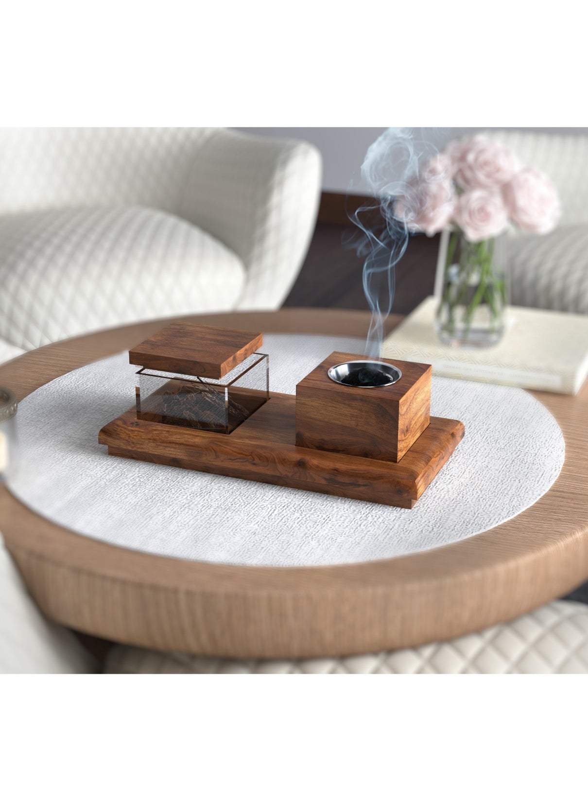 HilalFul Wooden  Madkhan/Incense Burner Tray Set | Home Fragrance | Aromatherapy | Decorative Incense Stand | Islamic Themed | Gift for Eid, Ramadan, Birthday, Wedding, Anniversary - https://f.nooncdn.com/p/pzsku/Z9F7B0538936B1CB89A54Z/45/_/1696507585/af1eaade-13bb-460d-b65a-62ee8d71188a.jpg?width=original