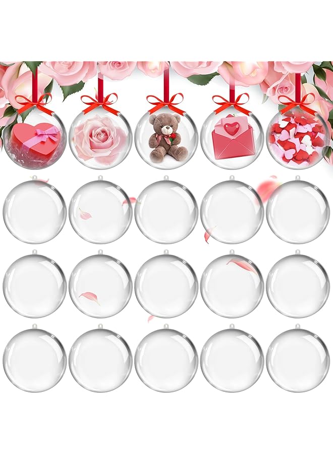 The Bros Transparent Fillable Ornament,20 Pack Valentine's Day Clear Ornaments for Crafts,Transparent DIY Fillable Acrylic Crafts for Romantic Tree Decor,Wedding,Party and Home Decoration - Image 1