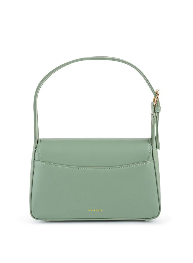 Vincci Women Solid Shoulder Bag With Detachable Strap And Zip Closure