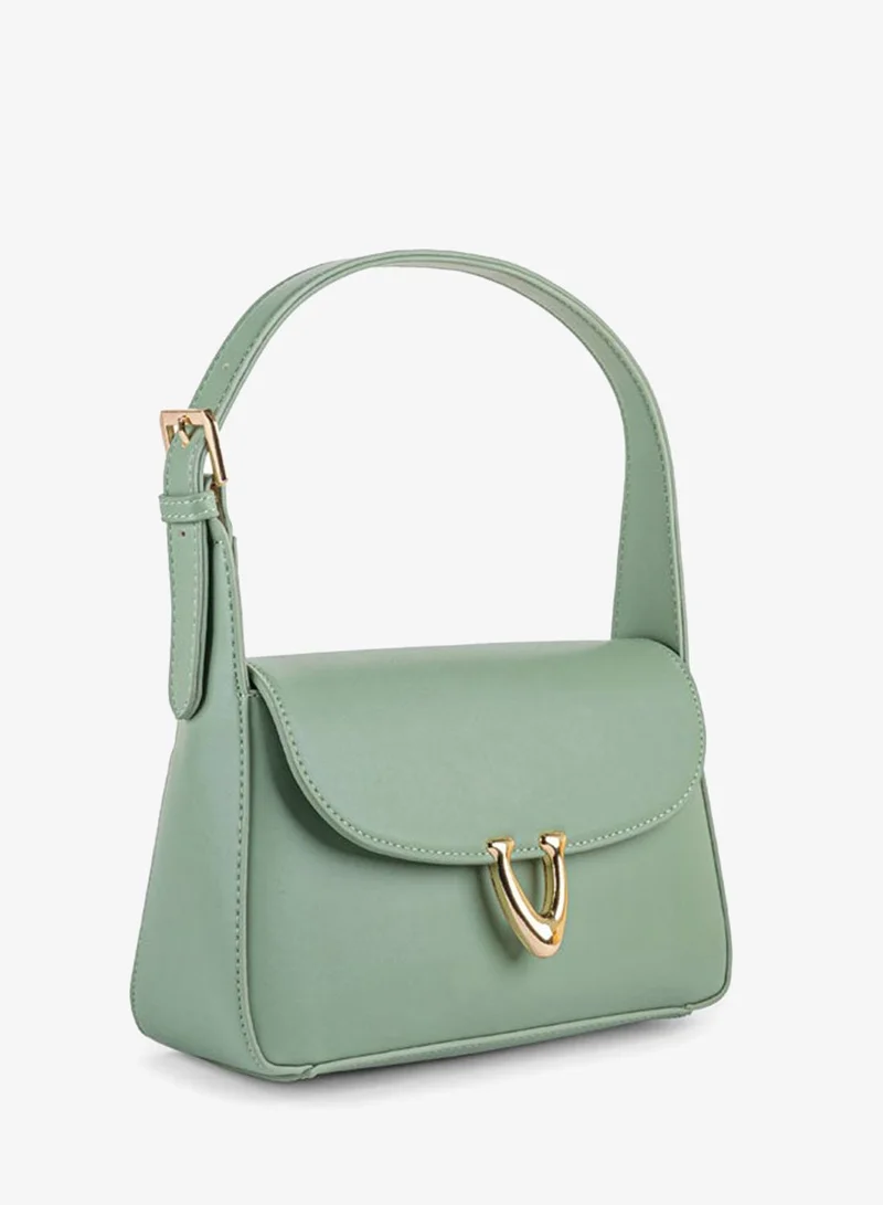 Vincci Women Solid Shoulder Bag With Detachable Strap And Zip Closure