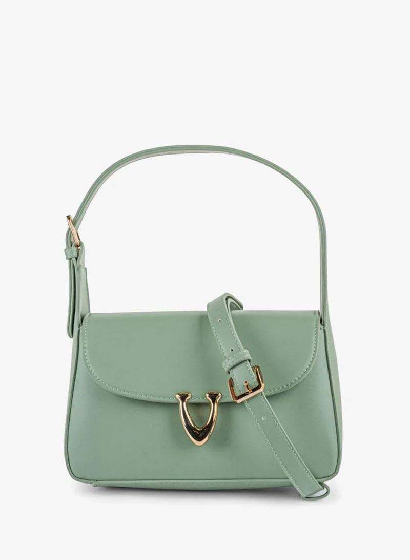 Vincci Women Solid Shoulder Bag With Detachable Strap And Zip Closure