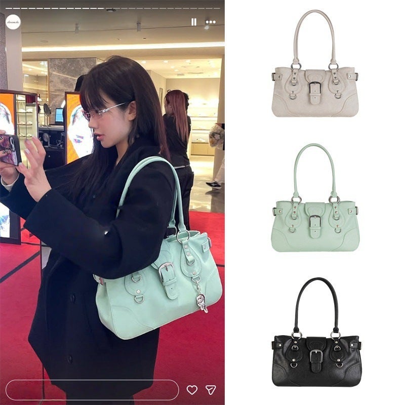 Women's PU Leather Shoulder Bag with Flap and Zip - Image 3