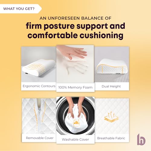 betterhood PosturePro Premium Cervical Pillow for Neck Pain and Shoulder Pain, Memory Foam Pillow, Cervical Pillow for Spondylitis Neck, Contour Pillow for Neck Pain (Set of 2, Large Size, White) - Image 4