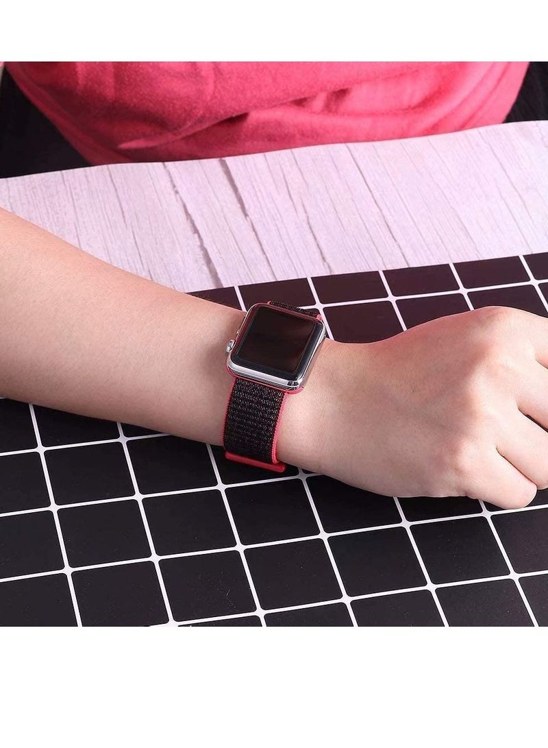 VITION Nylon Sport Band for Apple Watch 45mm 44mm 42mm Soft Replacement Strap for iWatch Series 7/ 6/ SE/ 5/4/3/2/1 (Black/Pink) - Image 2