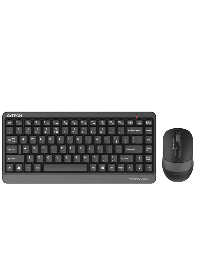 A4TECH Fstyler 2.4G Wireless Keyboard Mouse Combo FG1110, Consistent Wireless Stability, Water Splash Resistance, Multimedia Hot Keys Access, Grey  - Image 1