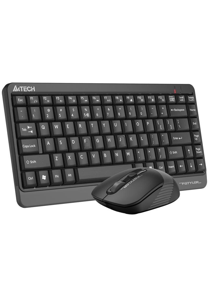 A4TECH Fstyler 2.4G Wireless Keyboard Mouse Combo FG1110, Consistent Wireless Stability, Water Splash Resistance, Multimedia Hot Keys Access, Grey  - Image 3