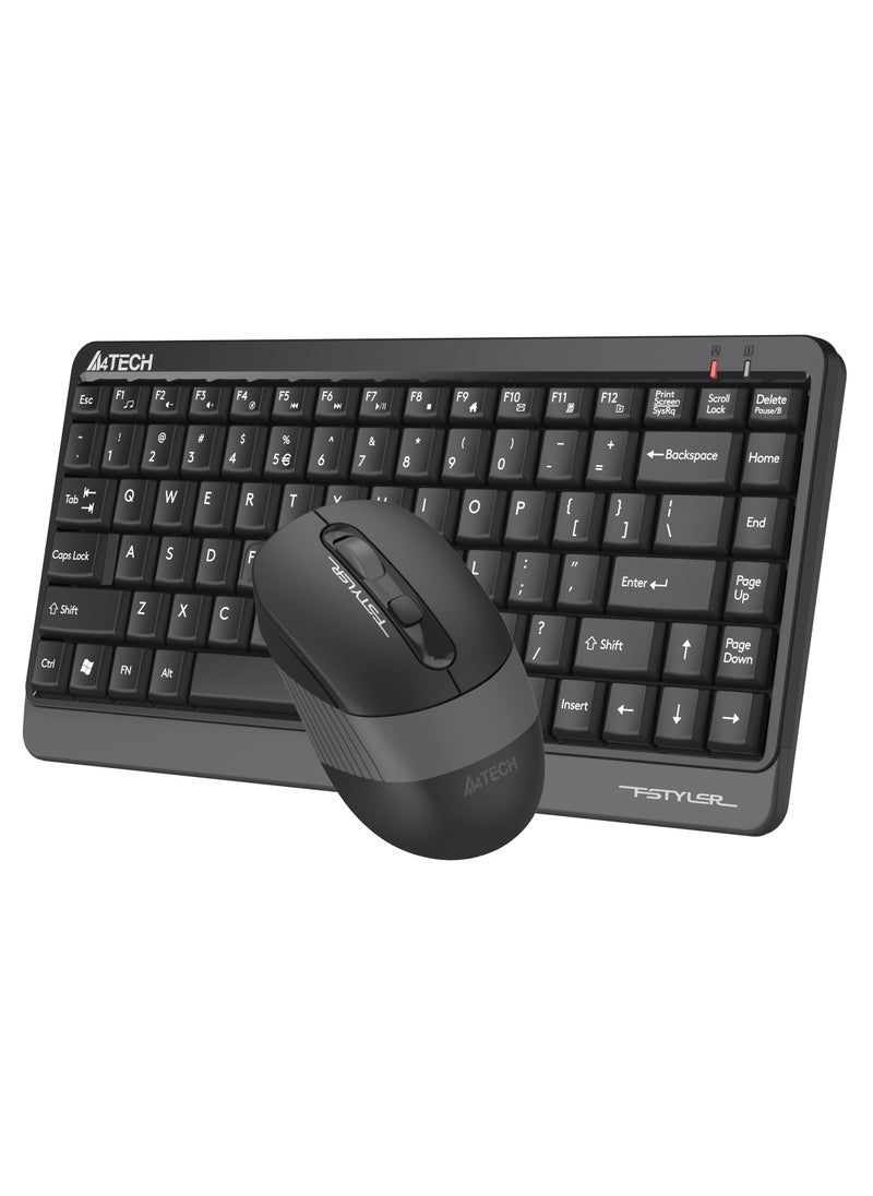 A4TECH Fstyler 2.4G Wireless Keyboard Mouse Combo FG1110, Consistent Wireless Stability, Water Splash Resistance, Multimedia Hot Keys Access, Grey  - Image 2