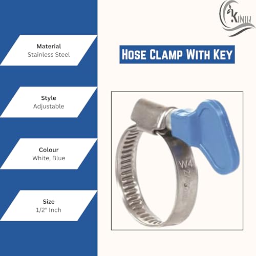 KINIK Adjustable Stainless Steel Hose Clamp 1/2 Inch | With Key | For Plumbing, Automotive & Mechanical Use | Pack of 4 - Image 5