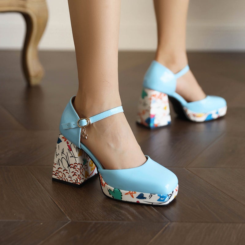Fashion Color Matching Waterproof Platform Super High Heel Thick Heel 40-47 Plus Size Four Seasons Women'S Shoes Hollow Sandals - Image 4