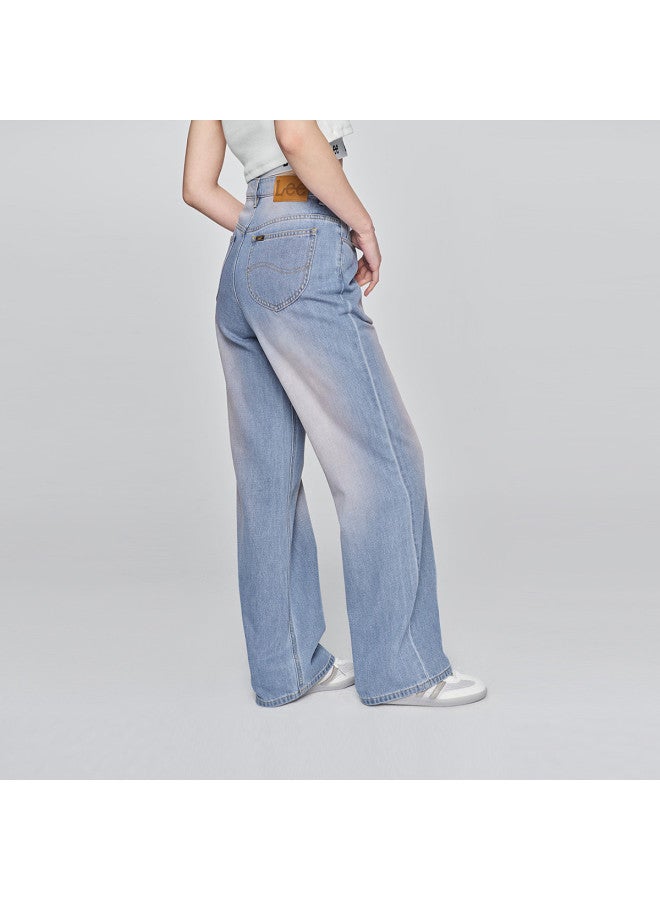 Lee Mall Same Style 25 Early Spring New Arrival 428 Comfortable High-Waist Straight-Leg Light Blue Women'S Wide-Leg Jeans Blush Pants - Image 3