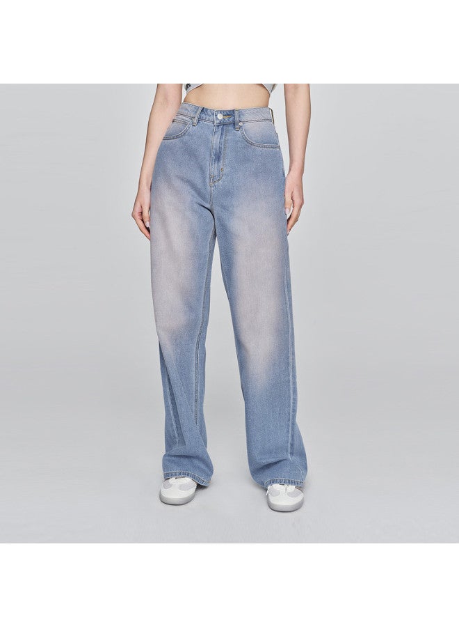 Lee Mall Same Style 25 Early Spring New Arrival 428 Comfortable High-Waist Straight-Leg Light Blue Women'S Wide-Leg Jeans Blush Pants - Image 2