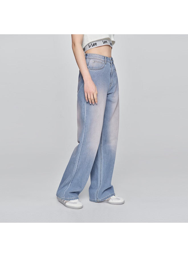 Lee Mall Same Style 25 Early Spring New Arrival 428 Comfortable High-Waist Straight-Leg Light Blue Women'S Wide-Leg Jeans Blush Pants - Image 5