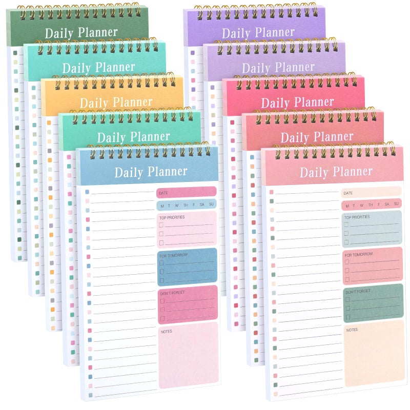 LABUK 10 Pack Daily To Do List Notebook 5" x 8" Daily Planner 30 Sheets Spiral to Do List Notebook for Classroom Office Plan Work Schedule Checklist - Image 1