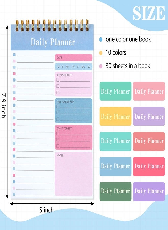 LABUK 10 Pack Daily To Do List Notebook 5" x 8" Daily Planner 30 Sheets Spiral to Do List Notebook for Classroom Office Plan Work Schedule Checklist - Image 2