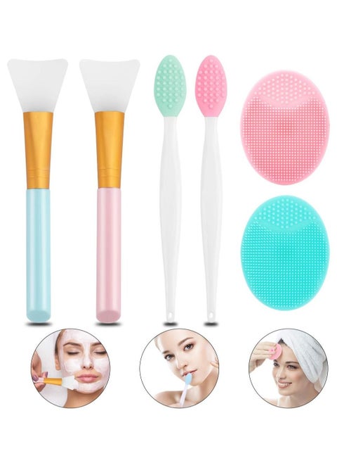 فرشاة فرك الشفاه فرشاة تنظيف الوجه سيليكون-فرشاة تقشير الشفاه 6pcs