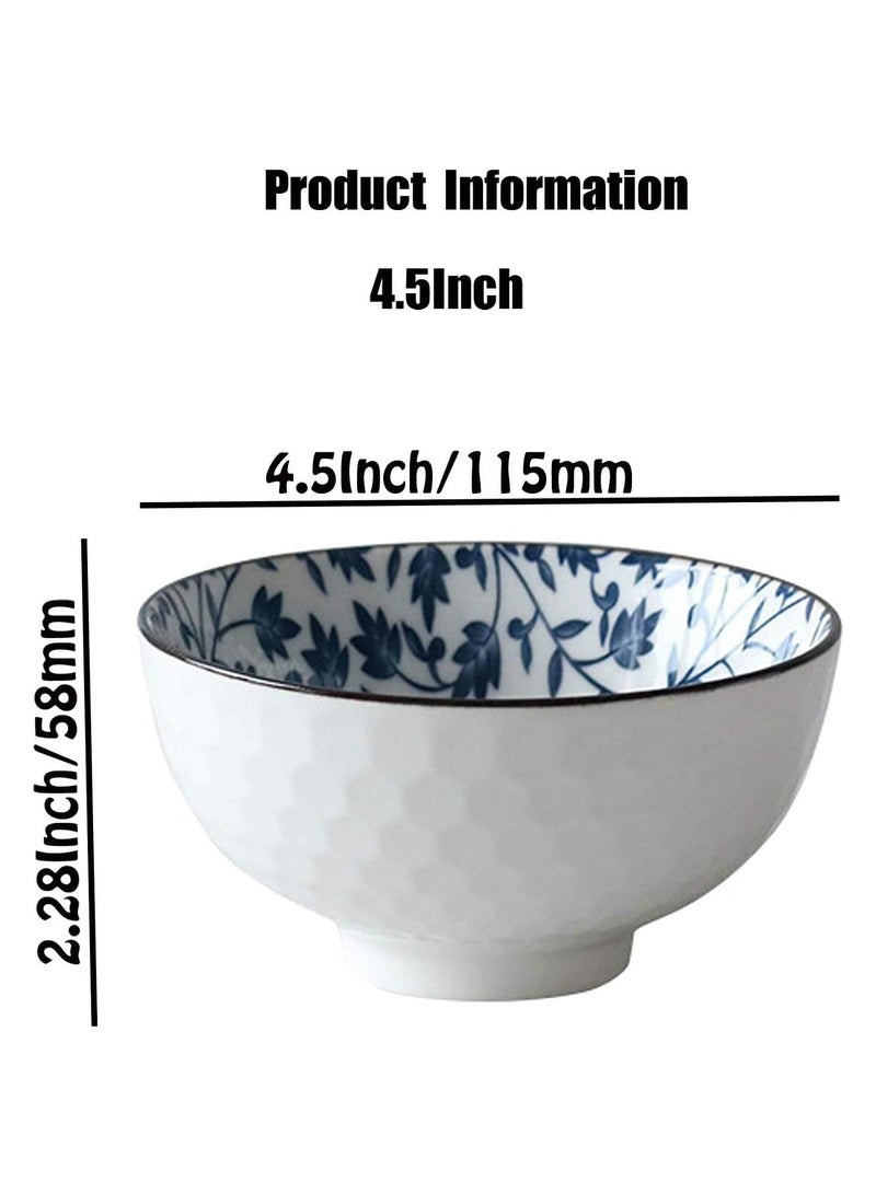 يلا جوي أوعية أرز سيراميكية 10 أونصة، مجموعة هدايا على الطراز الياباني، أوعية تقديم متنوعة للحبوب والحساء والحلوى والوجبات الخفيفة والفواكه والصلصة، عبوة من 6 قطع (أزرق وأبيض) - Image 5