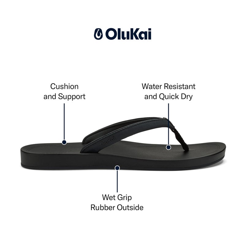 OLUKAI Uiki Women's Beach Sandal, Quick-Dry Flip-Flop Slides, Water Resistant, Wet Grip Soles & Compression Molded Footbed, Lava Rock/Lava Rock, 9 - Image 4