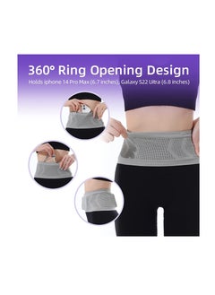 Y&D Running Belt, Pack for Phone, Moisture Wicking Storage Belt Bag Walking Travel Sports Hiking Workout Women Men 4 Large Security Pockets Grey M Size  - Image 2