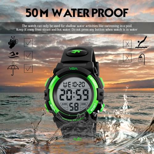 V2A Kids Watch with 7 Color Backlight Multifucntion 5ATM Waterproof Digital Sports Casual Watch for Boys and Girls | Gift for Kids - Image 3