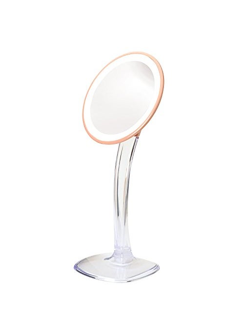 Jerdon - JERDON Lighted Tabletop Makeup Mirror - Makeup Mirror with 5X Magnification in Rose Gold Finish - 7.25-inch Round Vanity Mirror - Model JS725RL - Image 1