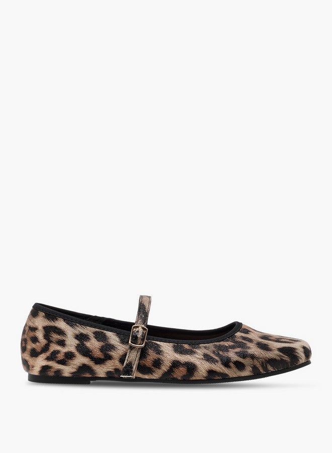 Flora Bella By Shoexpress Women's Animal Print Ballerinas with Buckle Closure  - Image 3