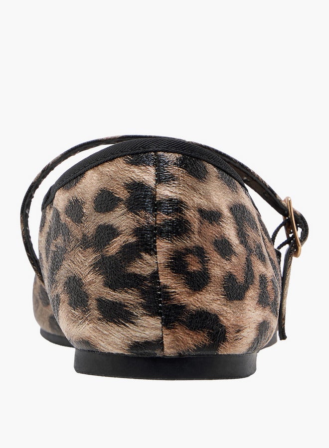 Flora Bella By Shoexpress Women's Animal Print Ballerinas with Buckle Closure  - Image 5