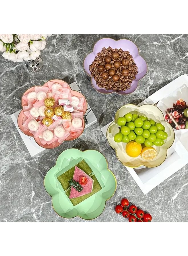 Green Floral Rim Tall Plate Serving Fruit Cake Dessert Bowl Party Decor - Image 4