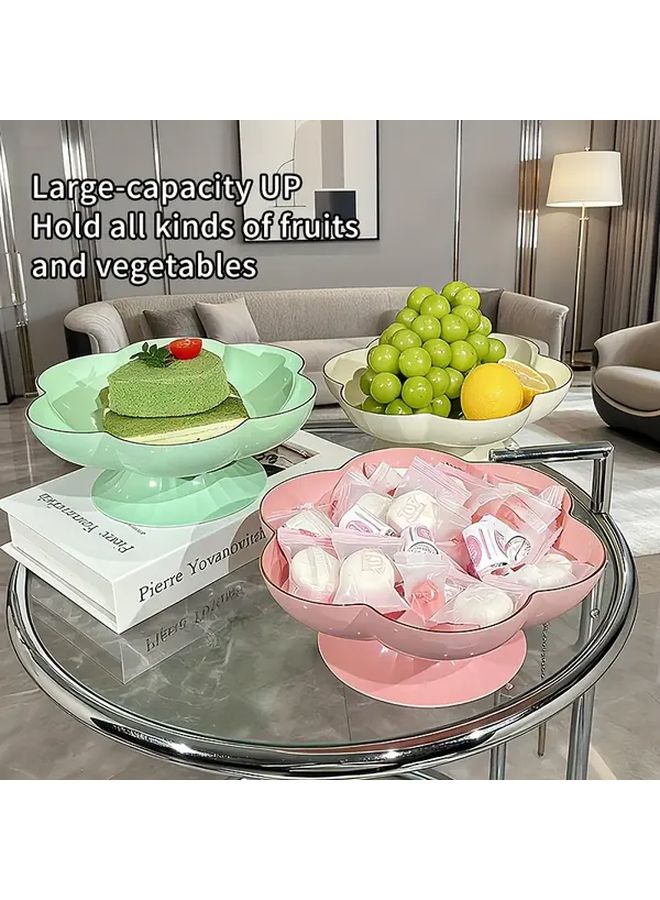 Green Floral Rim Tall Plate Serving Fruit Cake Dessert Bowl Party Decor - Image 1