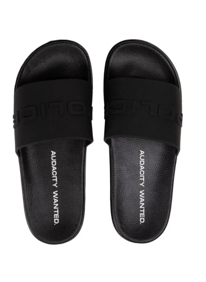 Police Police Men's Core Logo Slide Slippers, Minimalist Design & Relaxed Warm Weather Style – Black