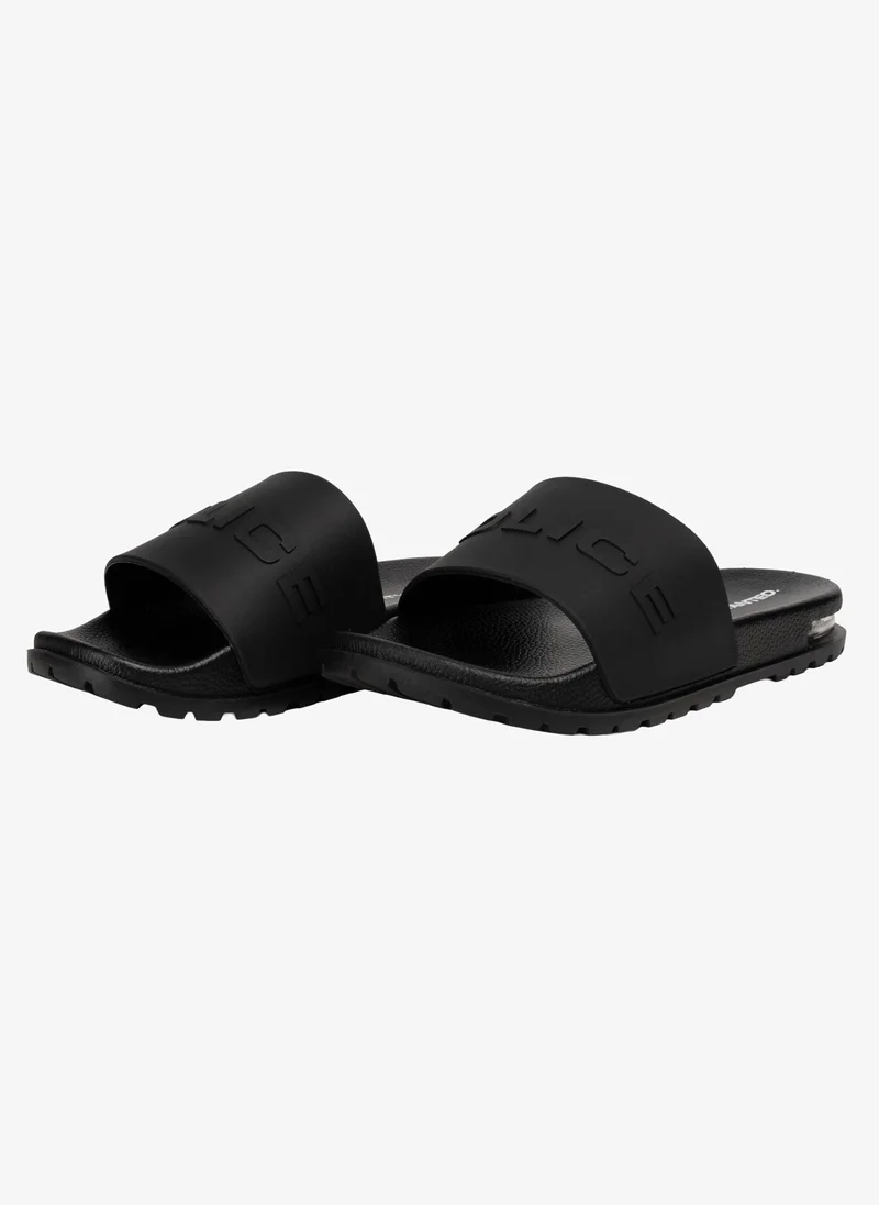 بوليس Police Men's Core Logo Slide Slippers, Minimalist Design & Relaxed Warm Weather Style – Black